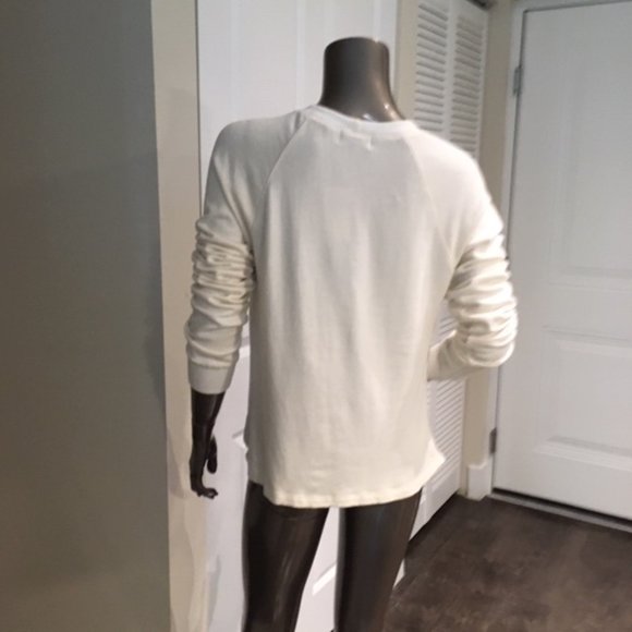 Monrow Front Knot Beige Sweatshirt M - Picture 4 of 6